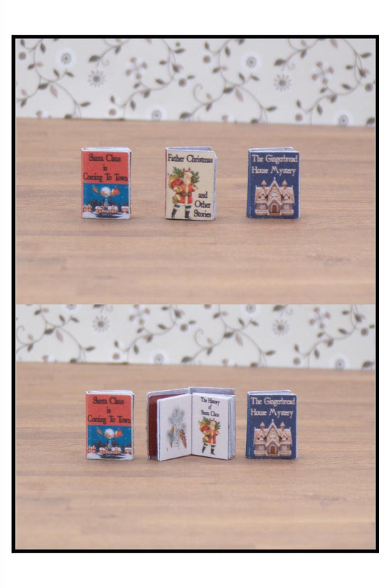 1:24 Scale Christmas Books - 3 Cookbooks, Recipes, Decorating, Crafting, Caroling, 3 Children's, Night Before Christmas, A Christmas Carol - MstrcrftMinis - 1061