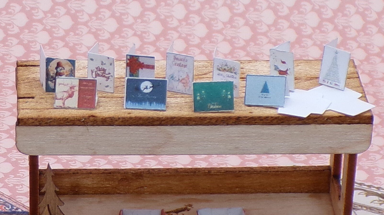1:24 Scale Christmas Cards, Envelopes, and Card Boxes - Deck Your Dollhouse Version - MstrcrftMinis - 1067