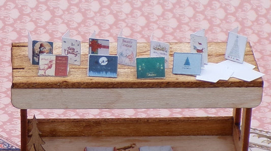 1:24 Scale Christmas Cards, Envelopes, and Card Boxes - Deck Your Dollhouse Version - MstrcrftMinis - 1067