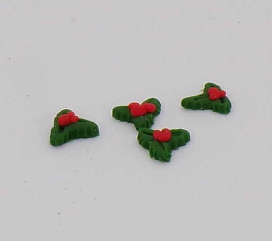1:24 Scale Christmas Holly and Berries - 3 Handmade Sets - MstrcrftMinis - 1041