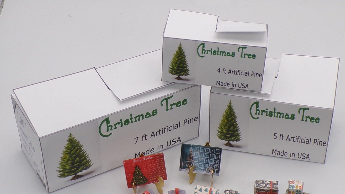 1:24 Scale Christmas Tree Boxes - 3 sizes (4 ft, 5ft, 7ft) - MstrcrftMinis - 