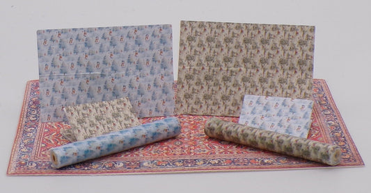 1:24 Scale Christmas Wrapping Paper - 2 Jumbo Rolls and 4 Oversized Sheets - MstrcrftMinis - 1045
