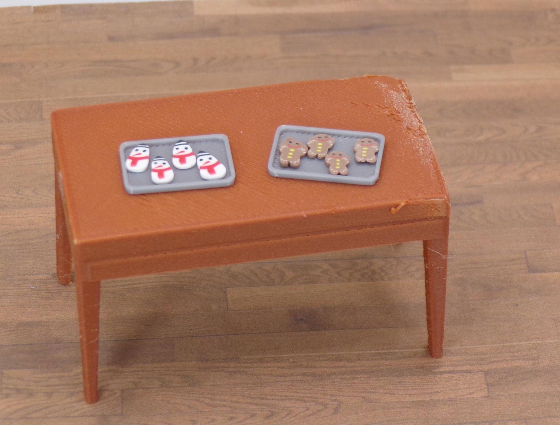 1:24 Scale Cookie Sheets of Gingerbread or Snowman Cookies - MstrcrftMinis - 1090