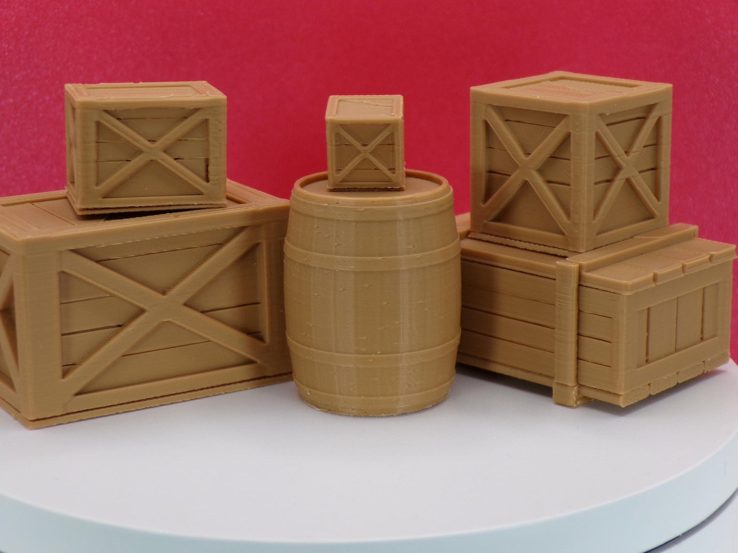 1:24 Scale Crates and Barrels (7 Types) - 1/25, G Scale - MstrcrftMinis - 1273