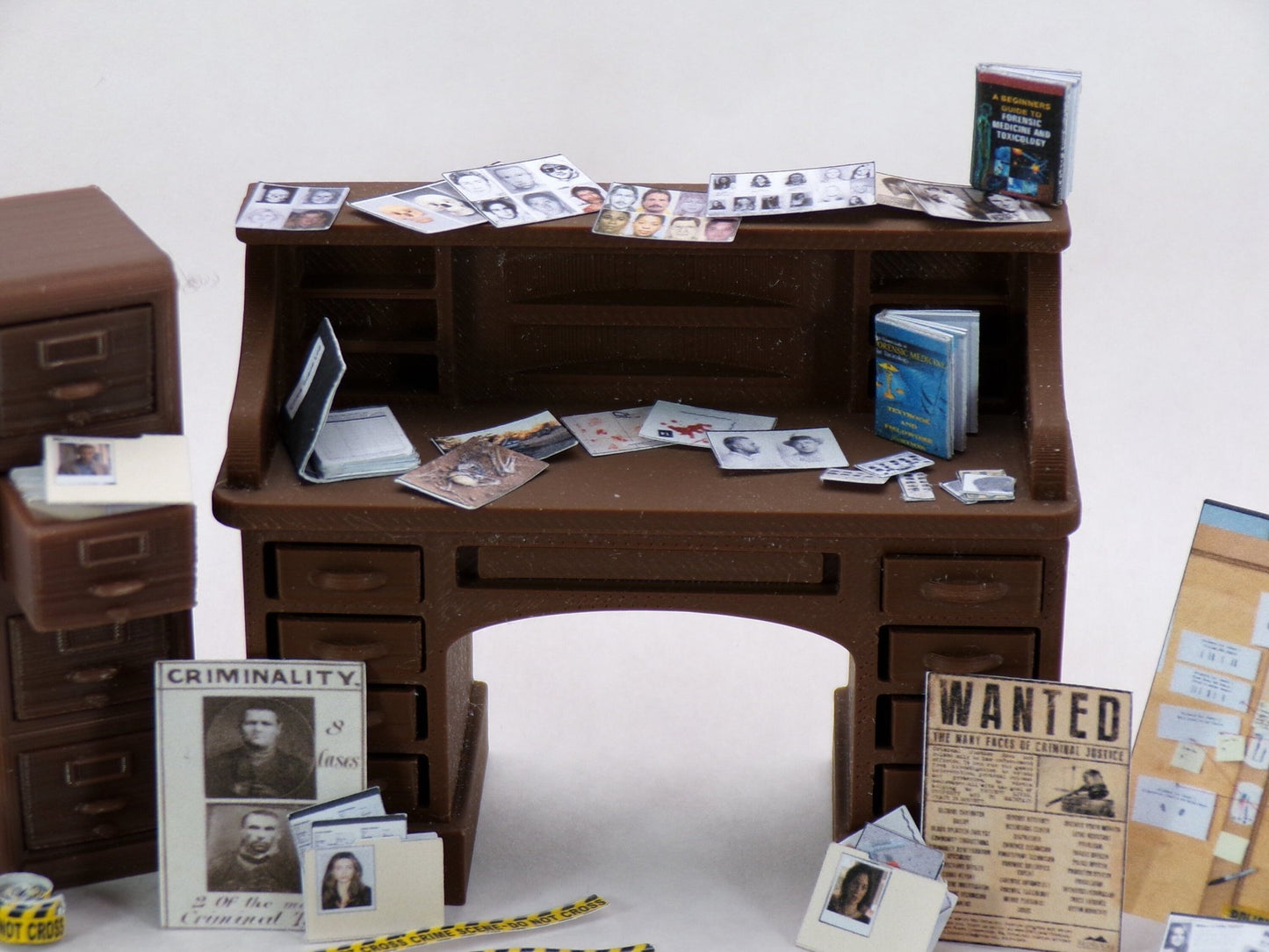 1:24 Scale Crime Scene Ephemera - Evidence, Photographs, Documents, Fingerprints, Mug Shots, Police Sketches, Body Bag and More - MstrcrftMinis - 