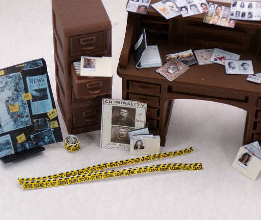 1:24 Scale Crime Scene Ephemera - Evidence, Photographs, Documents, Fingerprints, Mug Shots, Police Sketches, Body Bag and More - MstrcrftMinis - 