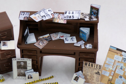 1:24 Scale Crime Scene Ephemera - Evidence, Photographs, Documents, Fingerprints, Mug Shots, Police Sketches, Body Bag and More - MstrcrftMinis - 