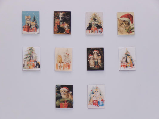 1:24 Scale Digital Art - 10 Christmas Cat Paintings - MstrcrftMinis - 1191 - Cats