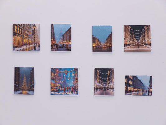 1:24 Scale Digital Art - 10 Christmas Street Scene Paintings - MstrcrftMinis - 1191 - Street