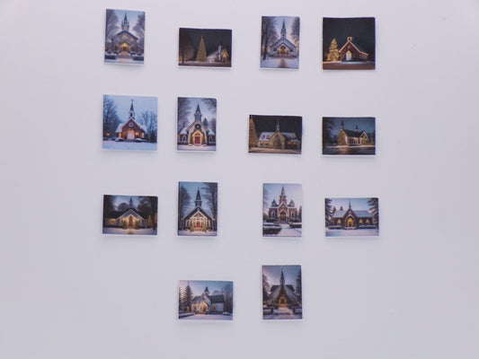 1:24 Scale Digital Art - 14 Christmas Church Paintings - MstrcrftMinis - 1191 - Churches