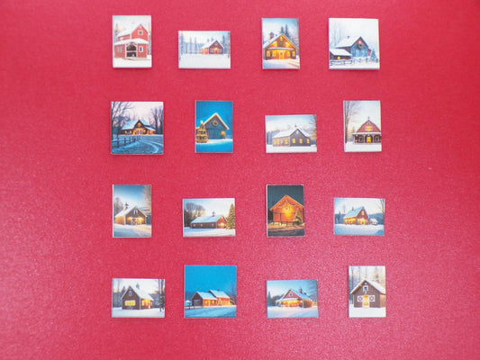 1:24 Scale Digital Art - 16 Christmas Barn Paintings - MstrcrftMinis - 1191 - Barns