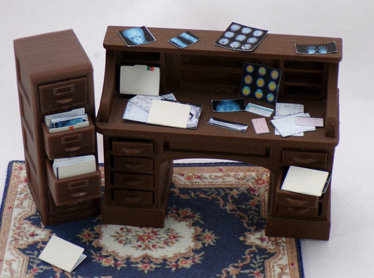 1:24 Scale Doctor's Office Files - Test Results, X - rays, Office Artwork, Educational Posters, Patient Files - MstrcrftMinis - 