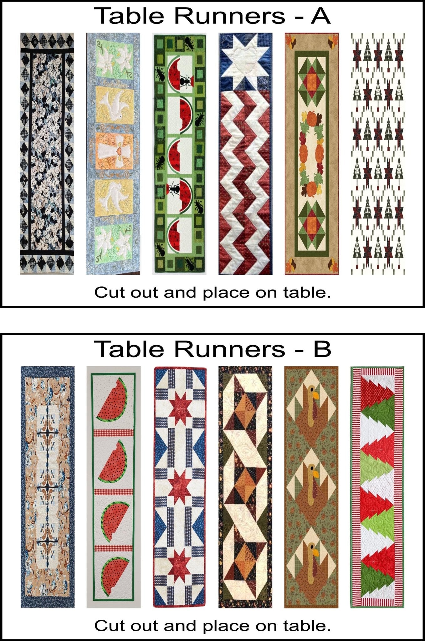 1:24 Scale Dollhouse Table Runners - 35 Different Styles to Choose From - Printed on Cotton Fabric - MstrcrftMinis - 1112