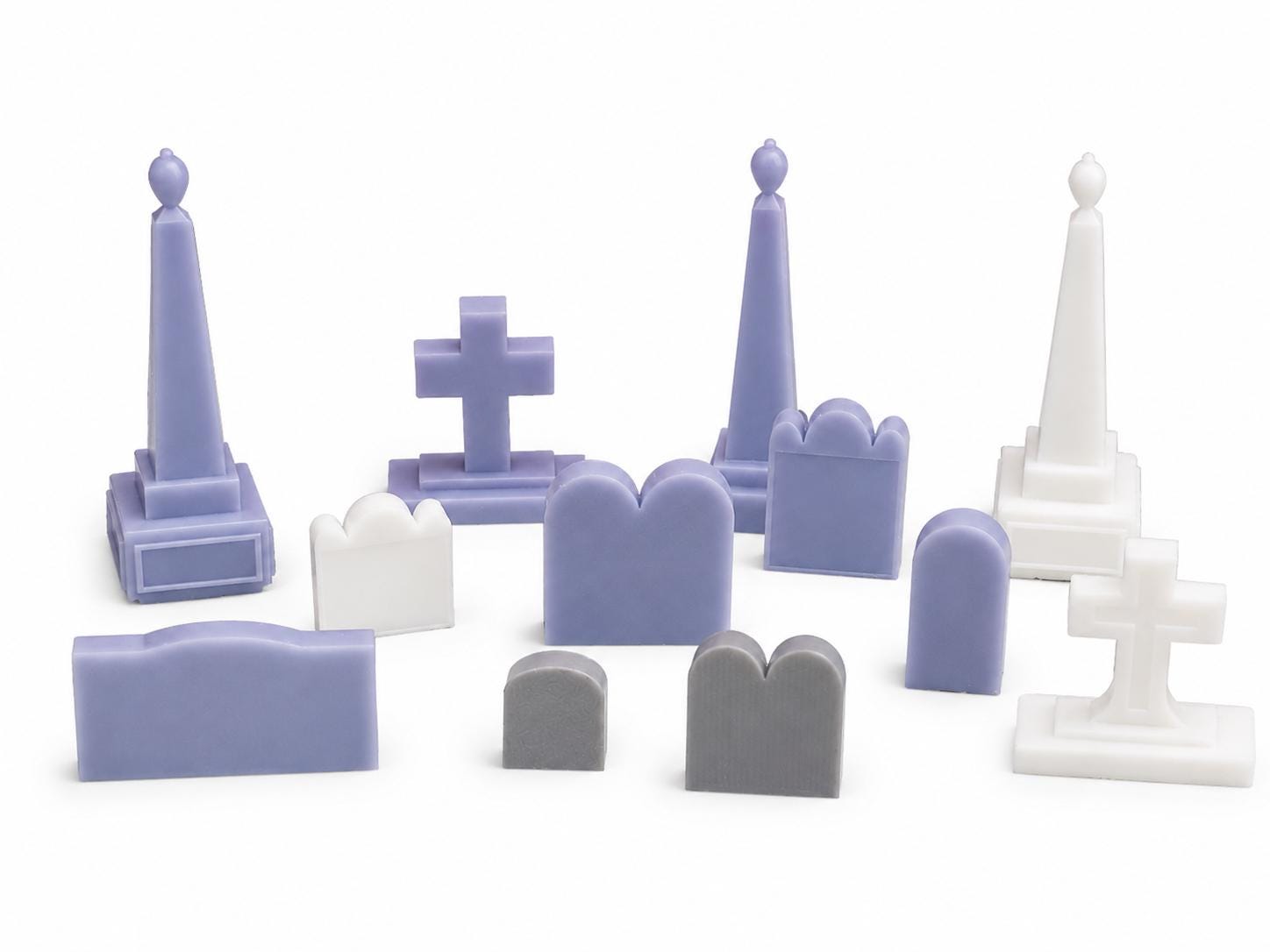 1:24 Scale Graveyard Headstones – Halloween Cemetery Miniatures – Tombstones, Crosses & Obelisks – Dollhouse Graveyard - MstrcrftMinis - 1402-G