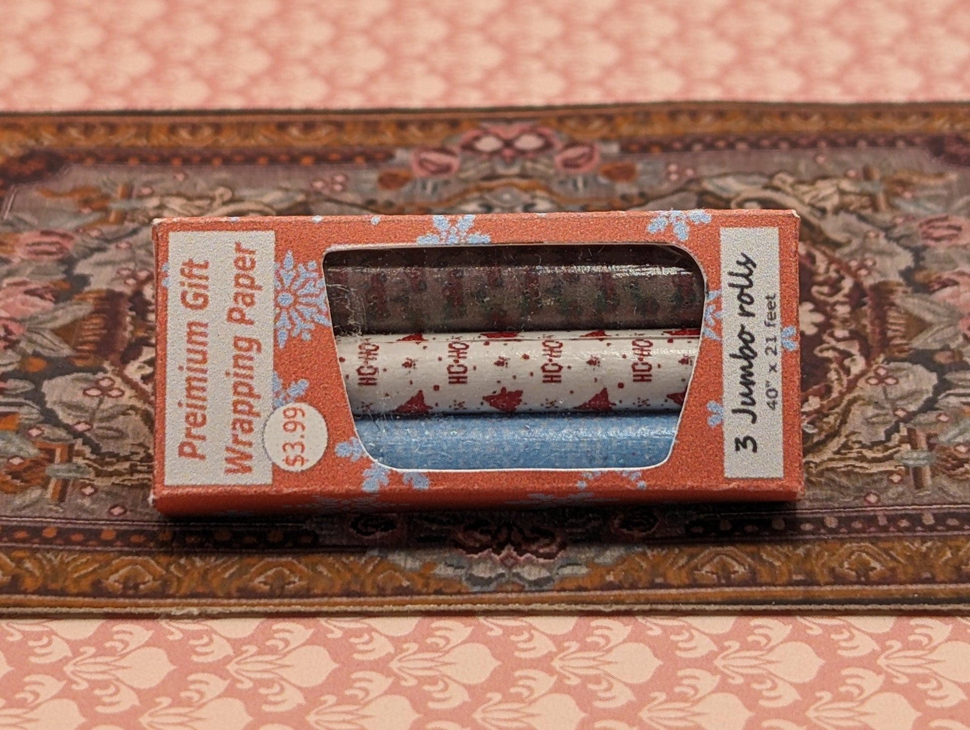 1:24 Scale Jumbo Sized Rolls of Christmas Wrapping Paper - MstrcrftMinis - 1129
