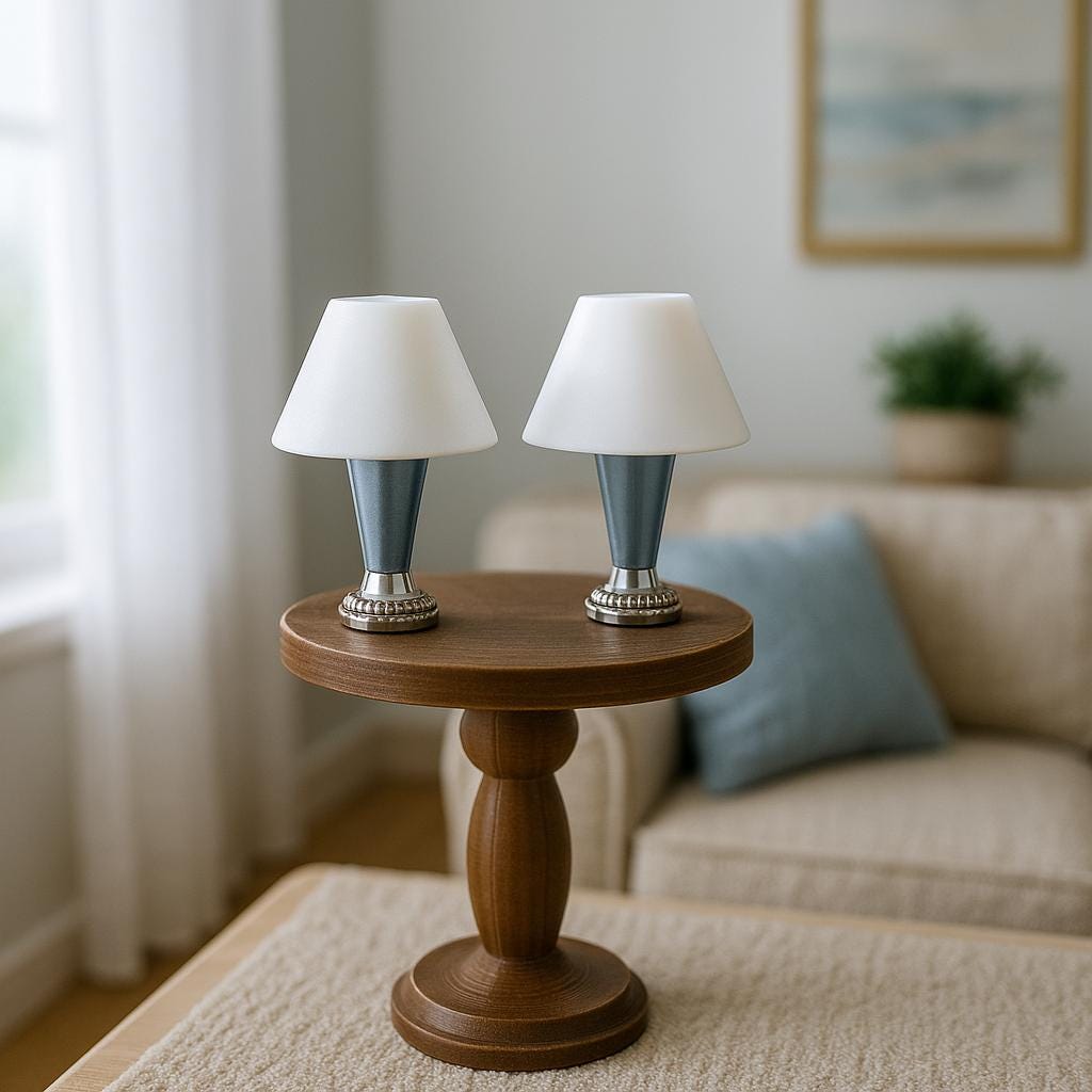 1:24 Scale Lamps - "Azure Éclat" – Artisan Lamp Pair - Handcrafted Charm in Every Detail - MstrcrftMinis - 1189 - D