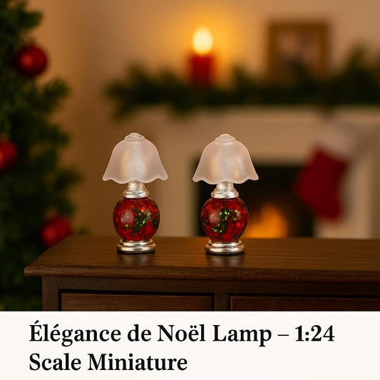 1:24 Scale Lamps - "Élégance de Noël (Christmas Elegance)" - Handcrafted Charm in Every Detail - MstrcrftMinis - 1189 - O