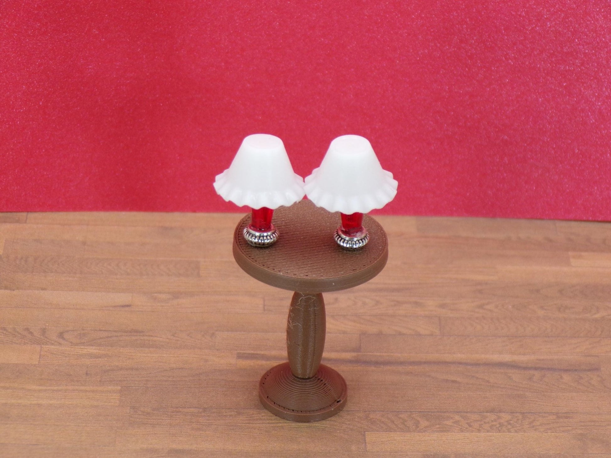 1:24 Scale Lamps - "Rouge Éclat" – Artisan Lamp Pair - Handcrafted Charm in Every Detail - MstrcrftMinis - 1189 - C