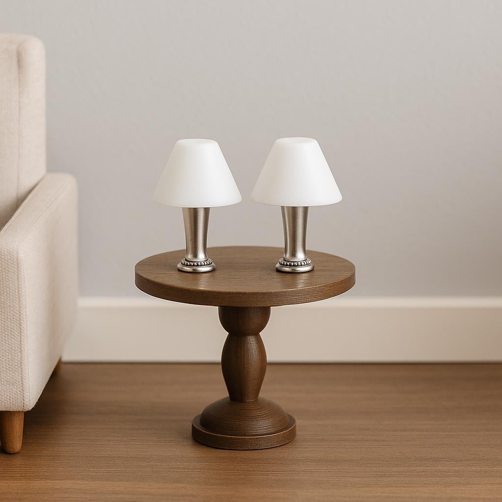 1:24 Scale Lamps - "Sterling Glow" – Artisan Lamp Pair - Handcrafted Charm in Every Detail - MstrcrftMinis - 1189 - B