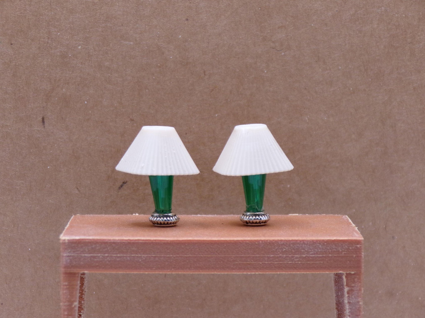 1:24 Scale Lamps - "Verde Élégance" – Artisan Lamp Pair - Handcrafted Charm in Every Detail - MstrcrftMinis - 1189 - E