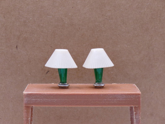 1:24 Scale Lamps - "Verde Élégance" – Artisan Lamp Pair - Handcrafted Charm in Every Detail - MstrcrftMinis - 1189 - E