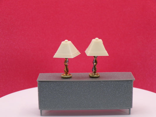 1:24 Scale Lamps - "Vienna Glow" – Artisan Lamp Pair - Handcrafted Charm in Every Detail - MstrcrftMinis - 1189 - Q