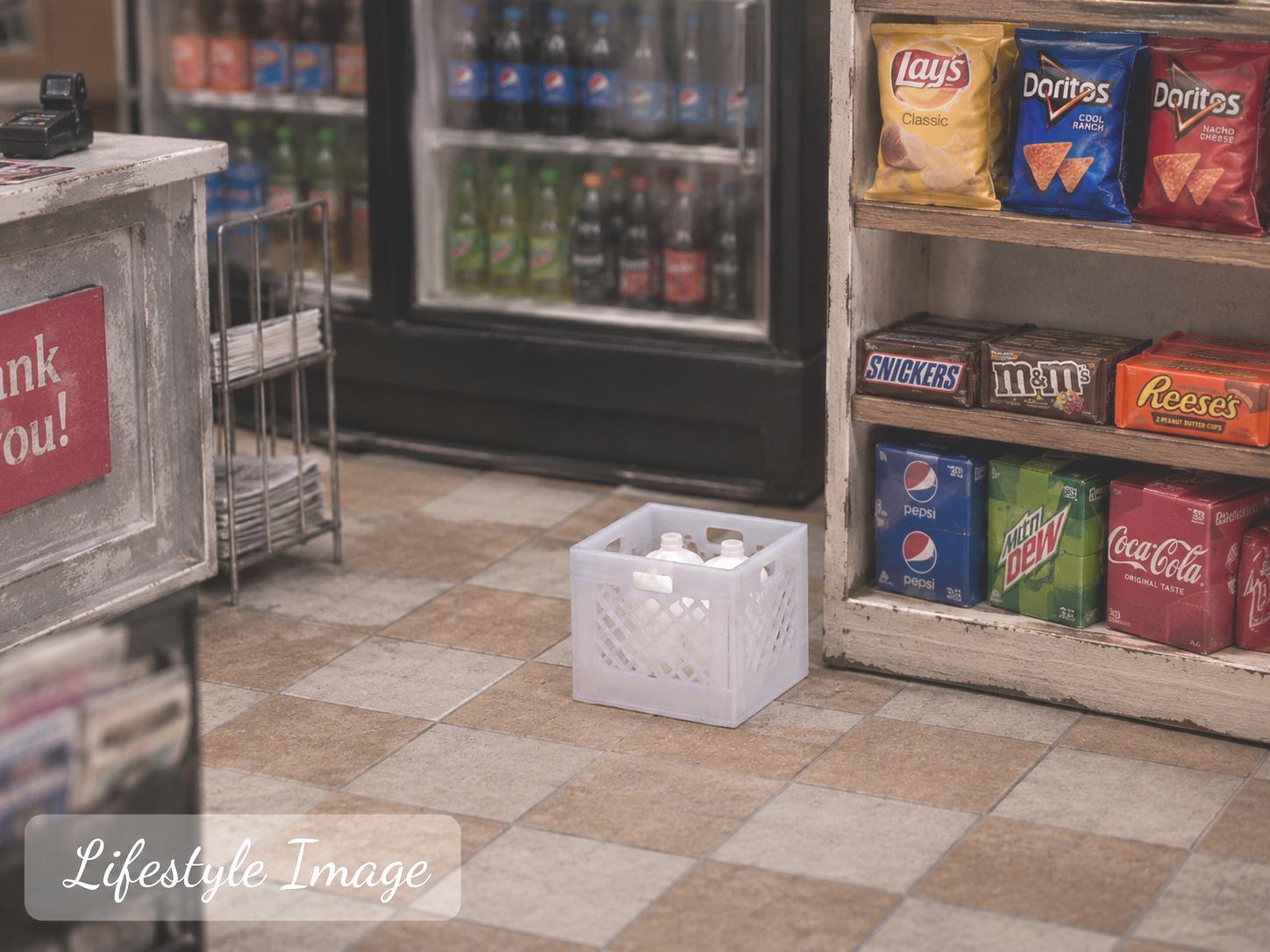 1:24 Scale Milk Crate – Miniature Dairy Crate for Grocery Store, Farm, Market Display, and Diorama - MstrcrftMinis - 1392