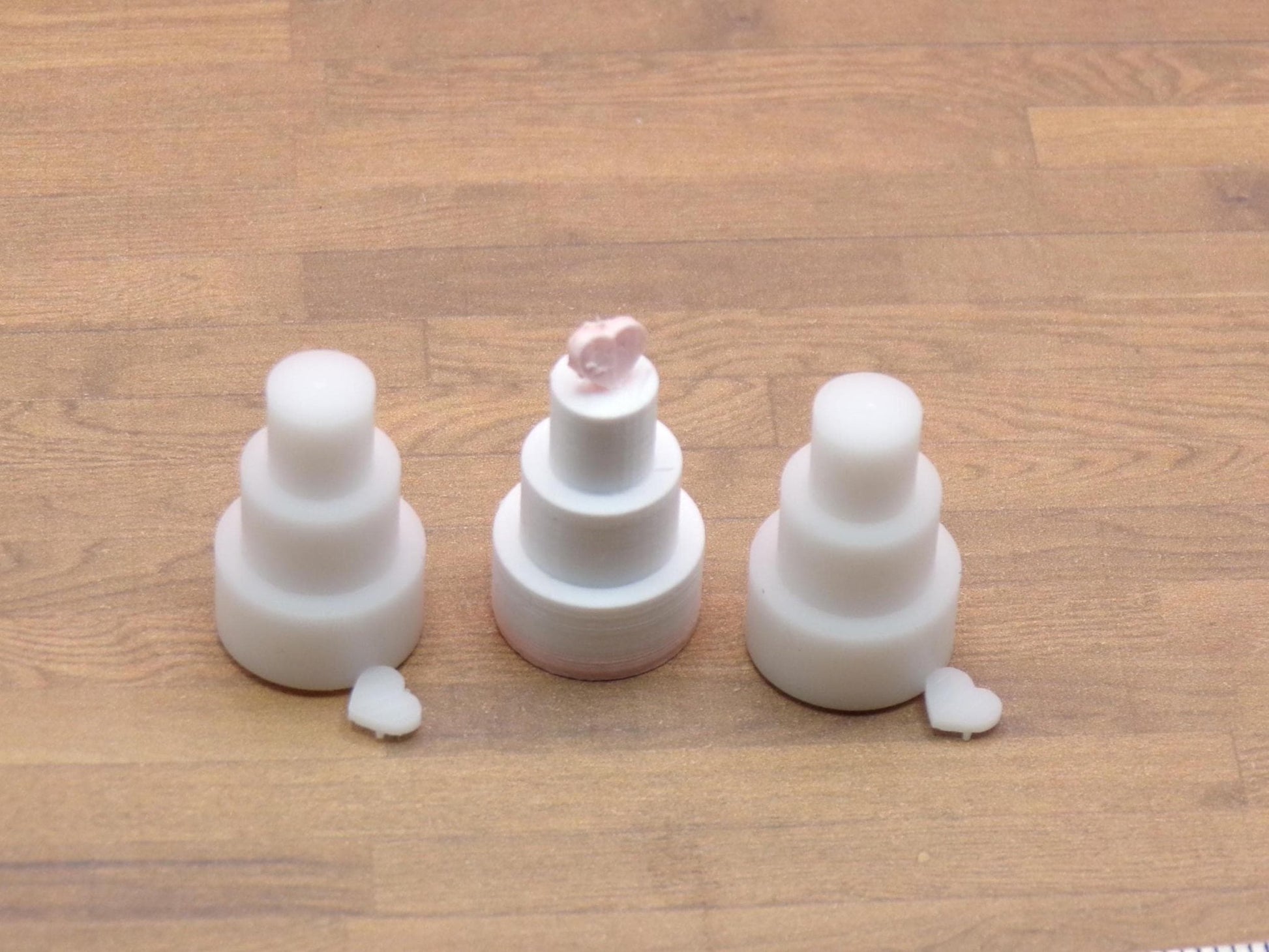 1:24 Scale Miniature 3 - Tiered Wedding Cake with Heart Topper | Dollhouse Wedding Dessert | Tiny Elegant Cake for Celebration Dioramas - MstrcrftMinis - 1233