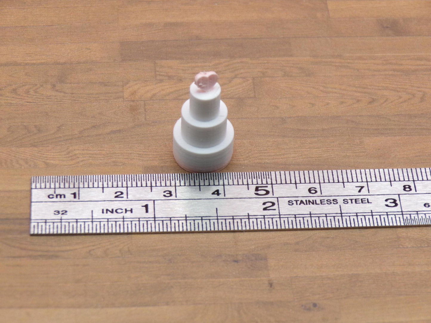 1:24 Scale Miniature 3 - Tiered Wedding Cake with Heart Topper | Dollhouse Wedding Dessert | Tiny Elegant Cake for Celebration Dioramas - MstrcrftMinis - 1233