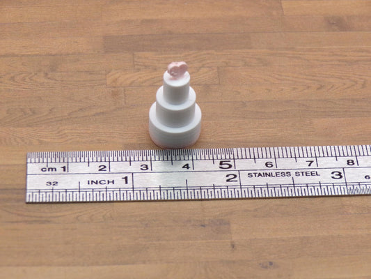 1:24 Scale Miniature 3 - Tiered Wedding Cake with Heart Topper | Dollhouse Wedding Dessert | Tiny Elegant Cake for Celebration Dioramas - MstrcrftMinis - 1233