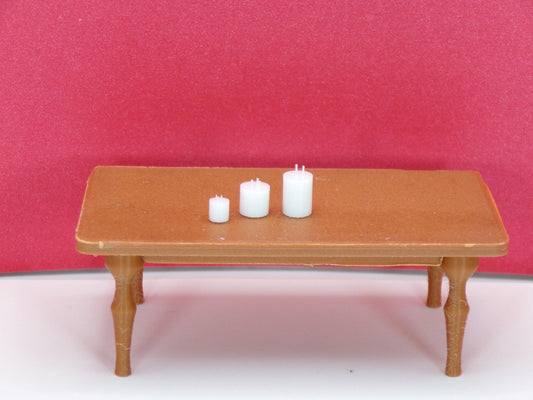 1:24 Scale Miniature 3 - Wick Candle Set (3 Sizes) | 10", 7", 5" Decorative Candles | Dollhouse Home Decor & Spa Scene Accessories - MstrcrftMinis - 1252