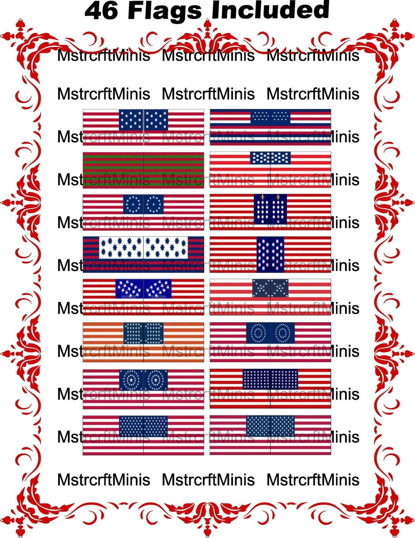 1:24 Scale Miniature American Flags - 46 Flags | 1/25 Scale | G Scale - MstrcrftMinis - 1316