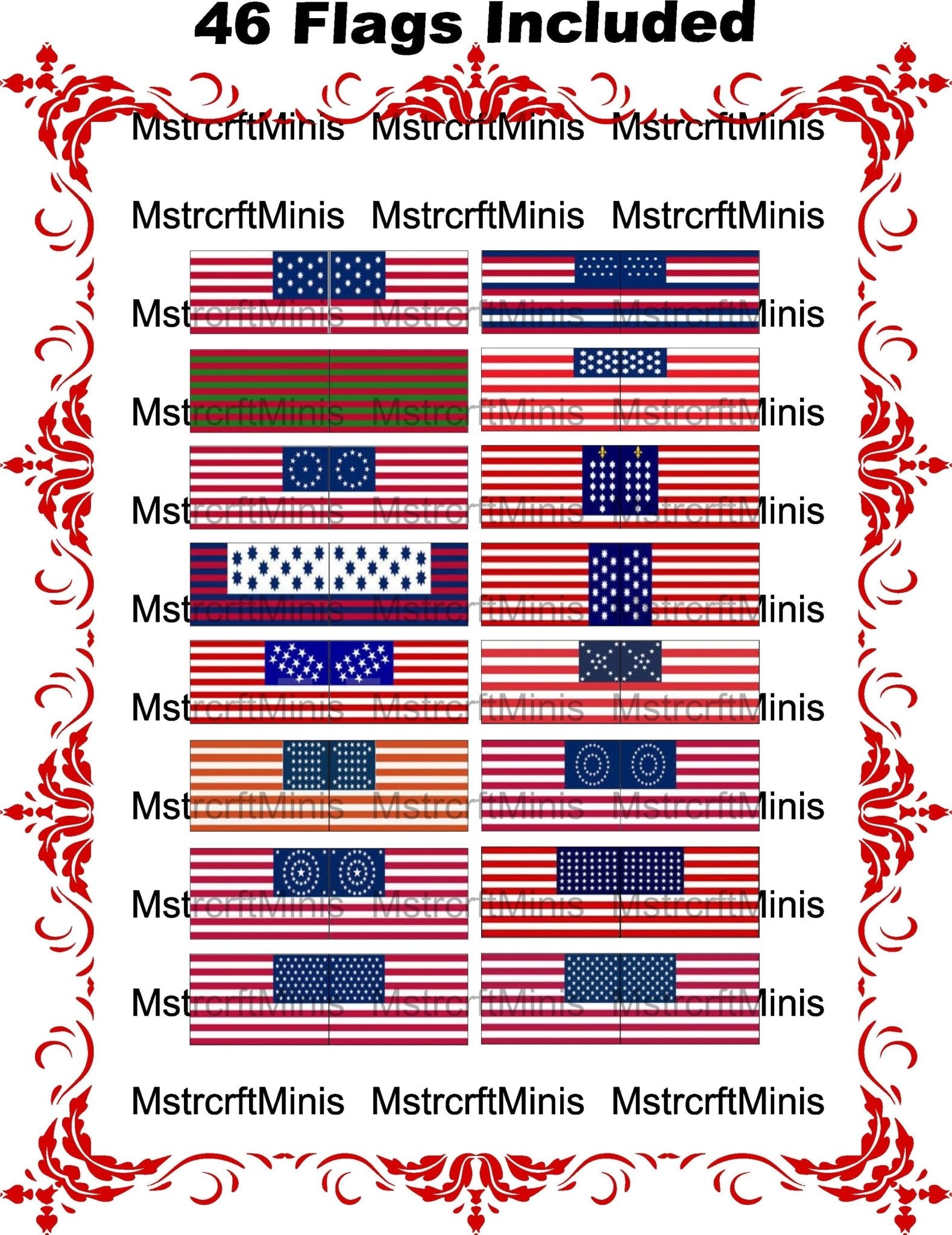 1:24 Scale Miniature American Flags - 46 Flags | 1/25 Scale | G Scale - MstrcrftMinis - 1316