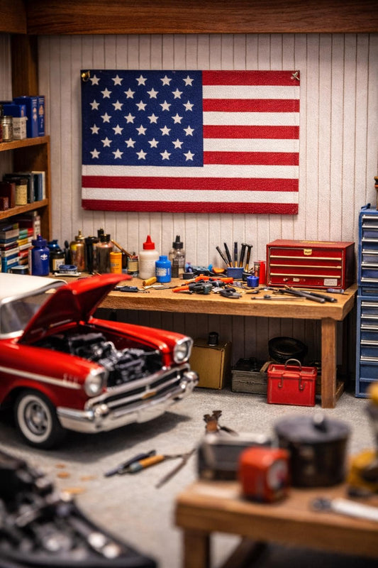 1:24 Scale Miniature American Flags - 46 Flags | 1/25 Scale | G Scale - MstrcrftMinis - 1316