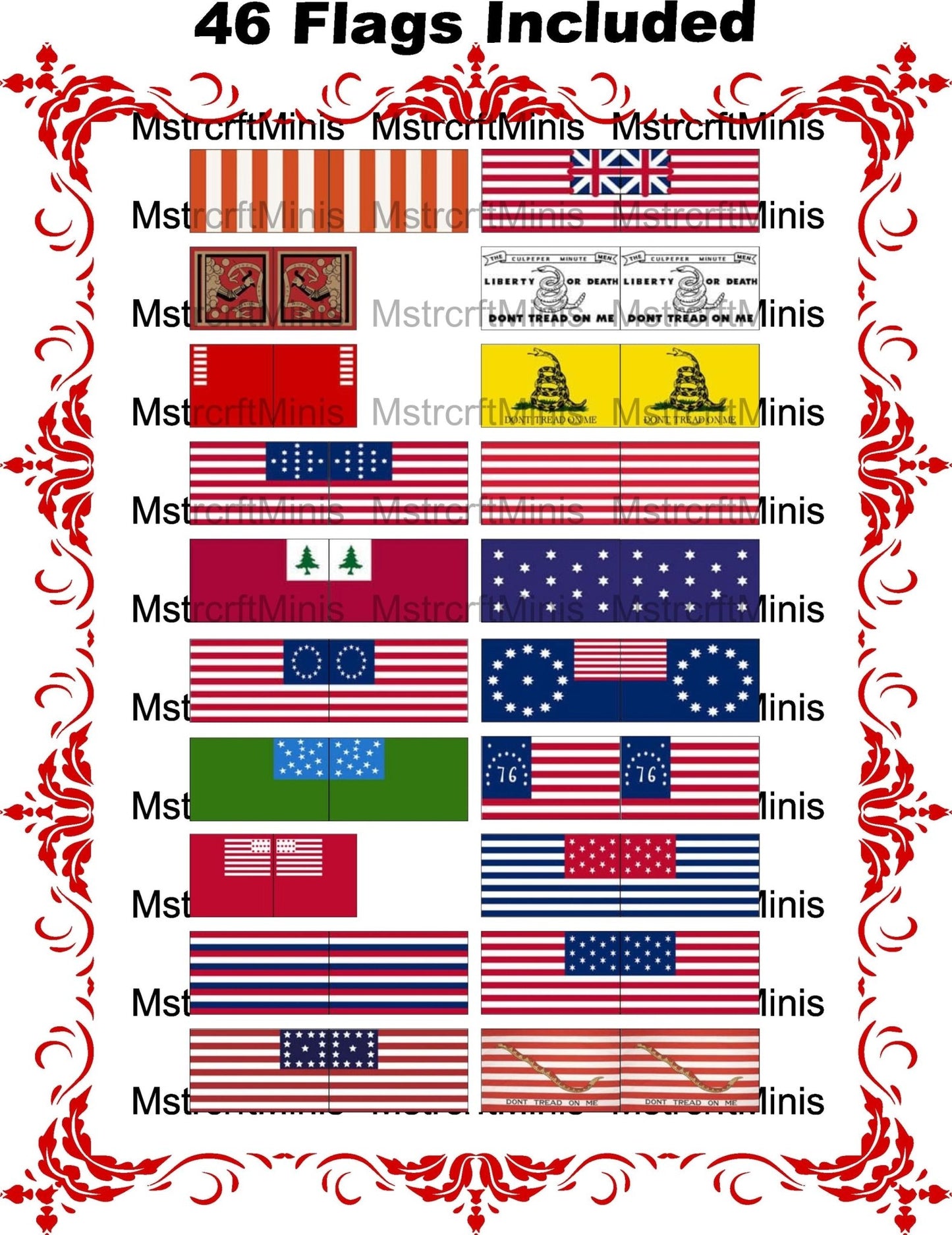 1:24 Scale Miniature American Flags - 46 Flags | 1/25 Scale | G Scale - MstrcrftMinis - 1316