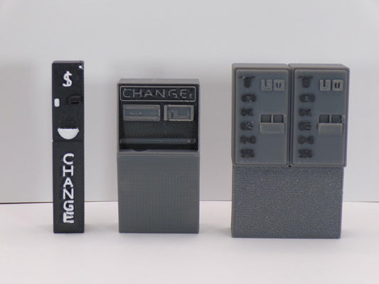 1:24 Scale Miniature Change & Token Machines | Wide or Narrow Bill Changers, Arcade Token Machine | Dollhouse Arcade or Laundromat Scene - MstrcrftMinis - 1249