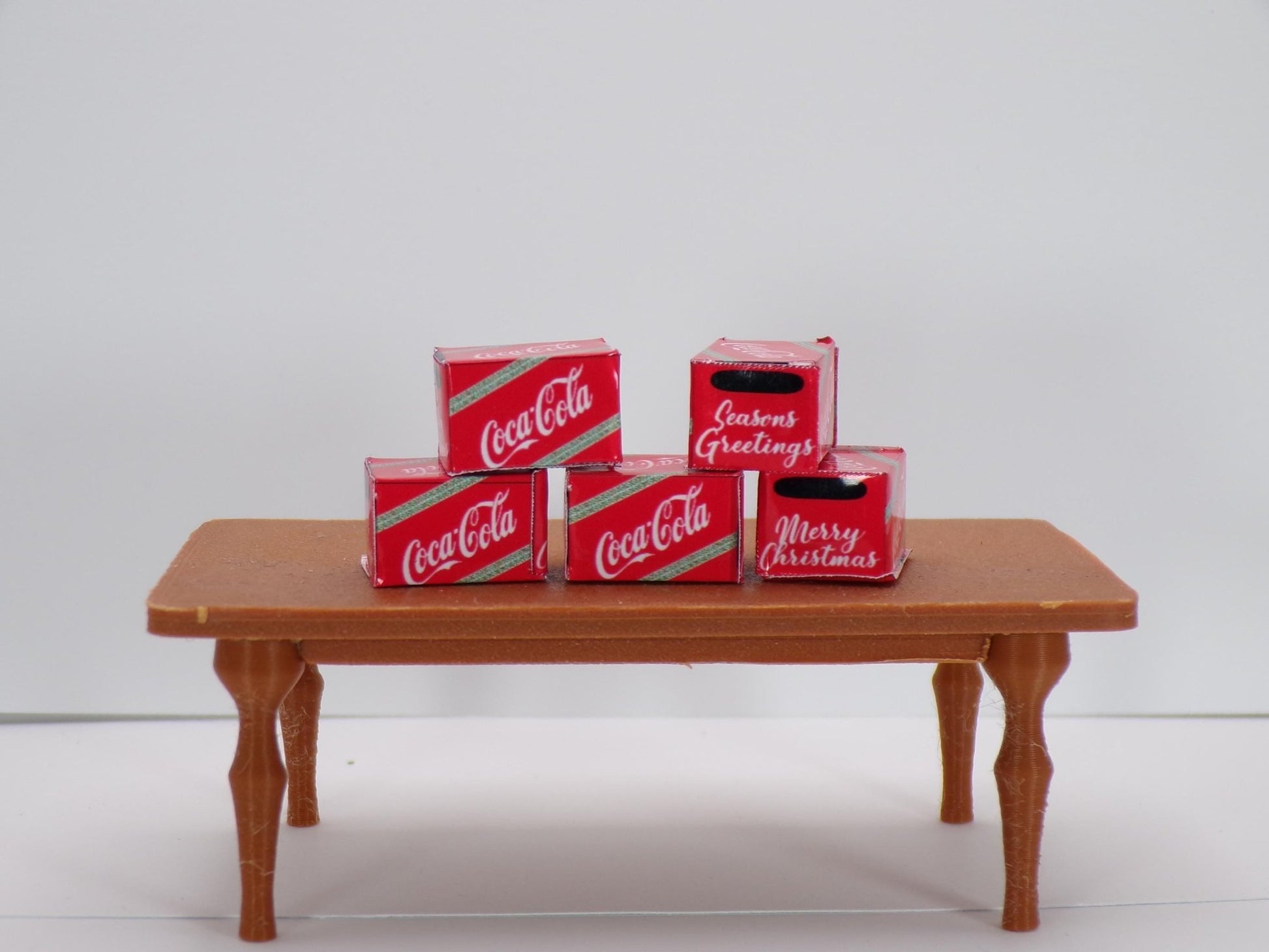1:24 Scale Miniature Coca - Cola Cases in Festive Christmas Design | Dollhouse Holiday Beverage Crates | Tiny Soda Cases for Dioramas - MstrcrftMinis - 1234