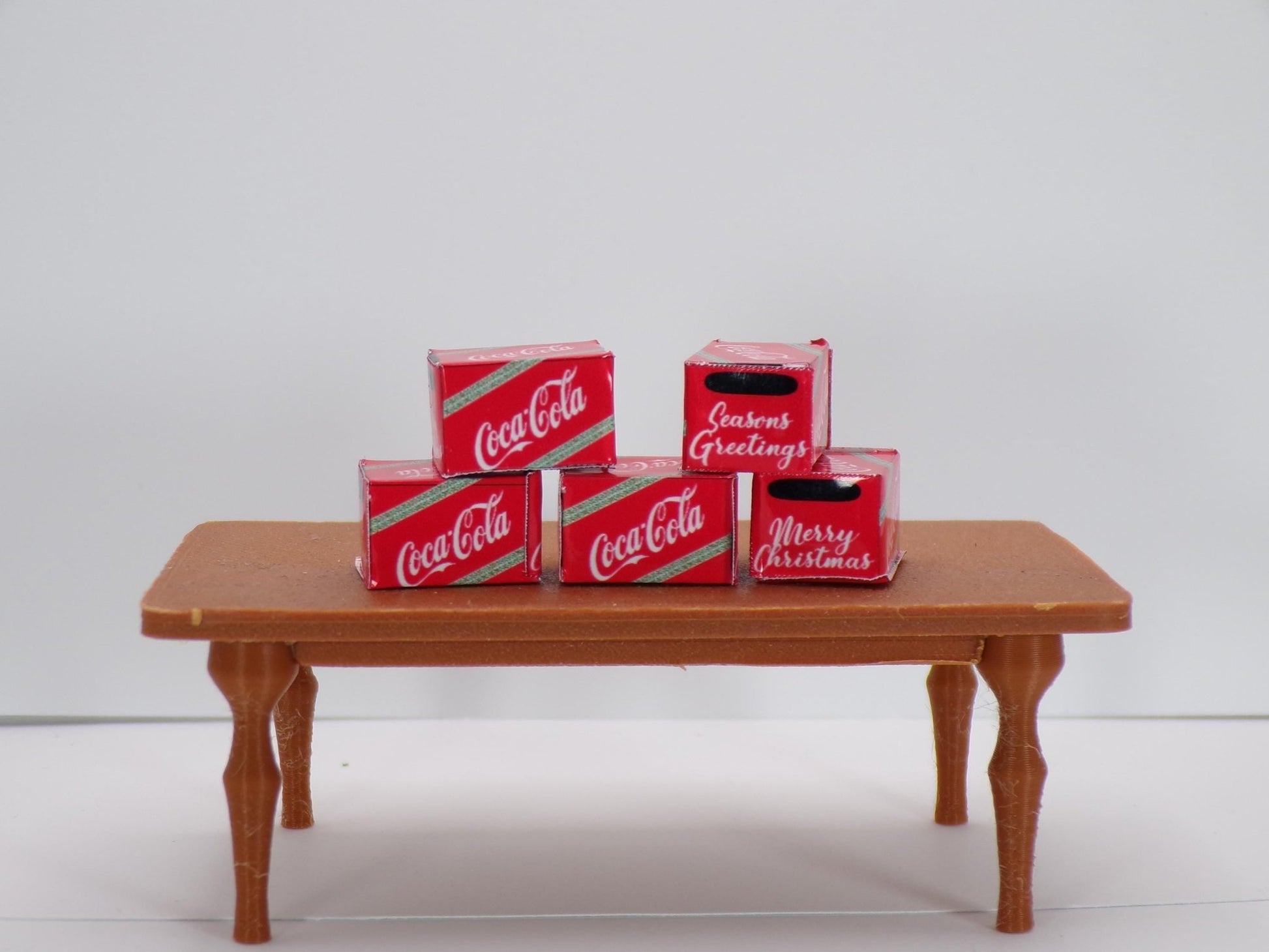 1:24 Scale Miniature Coca - Cola Cases in Festive Christmas Design | Dollhouse Holiday Beverage Crates | Tiny Soda Cases for Dioramas - MstrcrftMinis - 1234