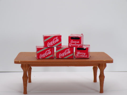 1:24 Scale Miniature Coca - Cola Cases in Festive Christmas Design | Dollhouse Holiday Beverage Crates | Tiny Soda Cases for Dioramas - MstrcrftMinis - 1234