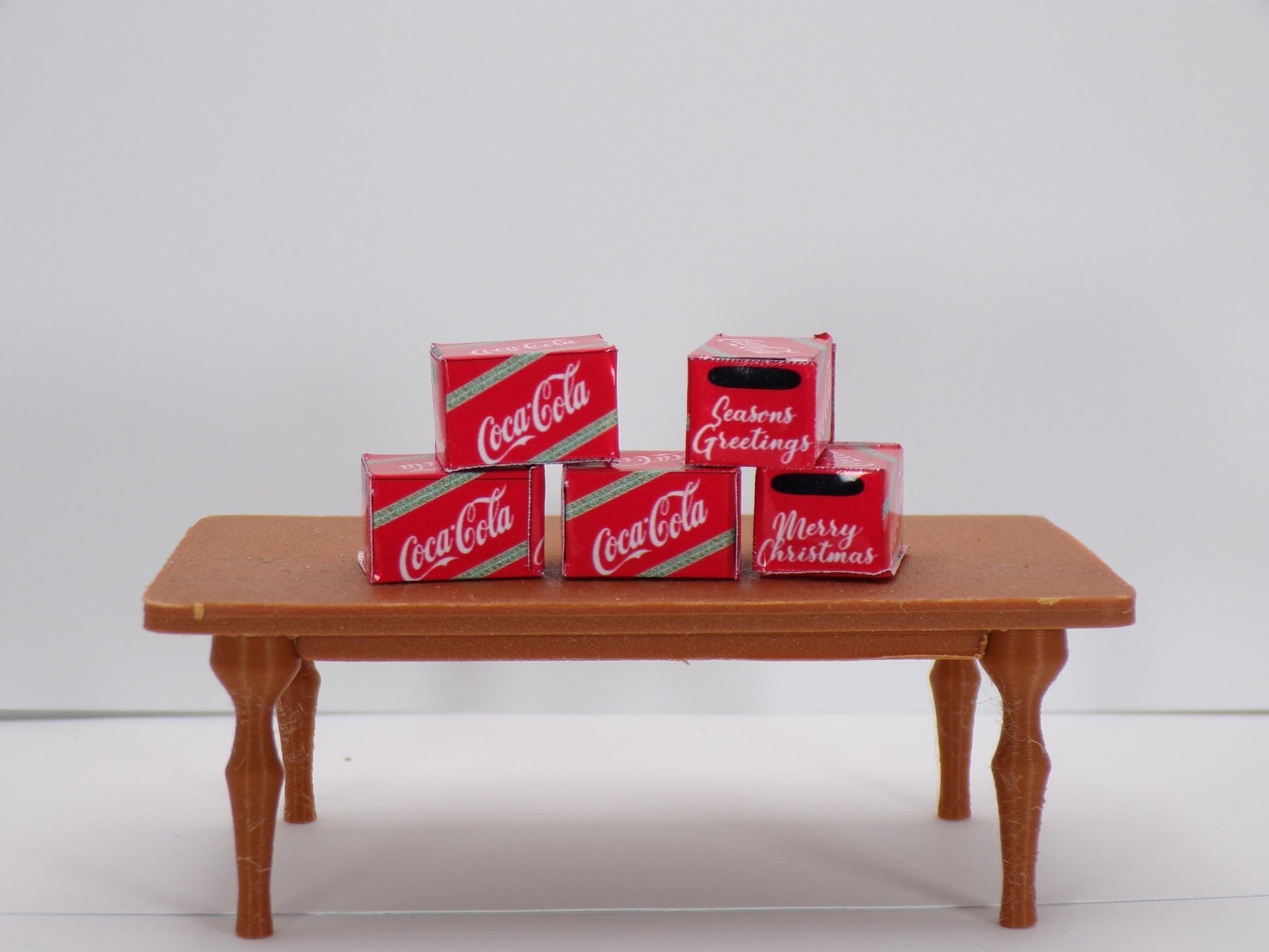 1:24 Scale Miniature Coca - Cola Cases in Festive Christmas Design | Dollhouse Holiday Beverage Crates | Tiny Soda Cases for Dioramas - MstrcrftMinis - 1234