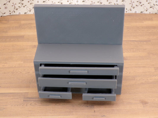 1:24 Scale Miniature Garage Mechanic’s Worktable with Working Drawers | Dollhouse Workshop Table | Scale Model Workbench for Dioramas - MstrcrftMinis - 1227
