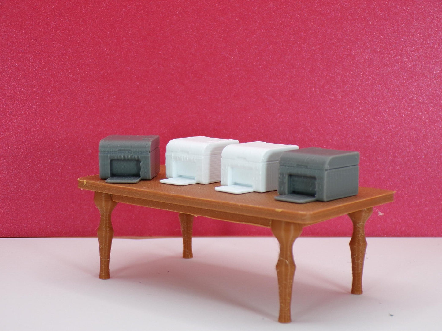 1:24 Scale Miniature Laser & Inkjet Printers | Dollhouse Office Accessories | Miniature Desk Printers for Dioramas and Scale Scenes - MstrcrftMinis - 1223