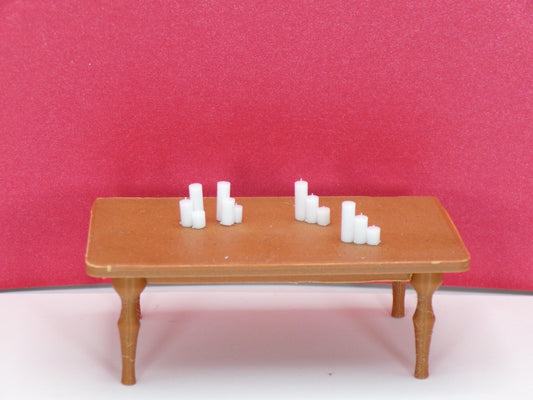 1:24 Scale Miniature Pillar Candle Cluster | Set of 3 Varying Heights | Dollhouse Decor Candles for Tables, Mantels & Spa Scenes - MstrcrftMinis - 1253