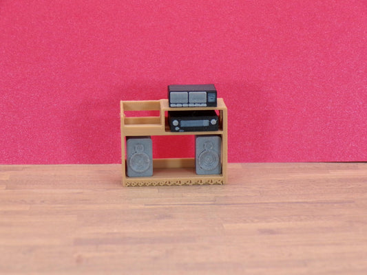 1:24 Scale Miniature Stereo Cabinet with Record Storage - 1/25 Scale and G Scale Compatible - MstrcrftMinis - 1281