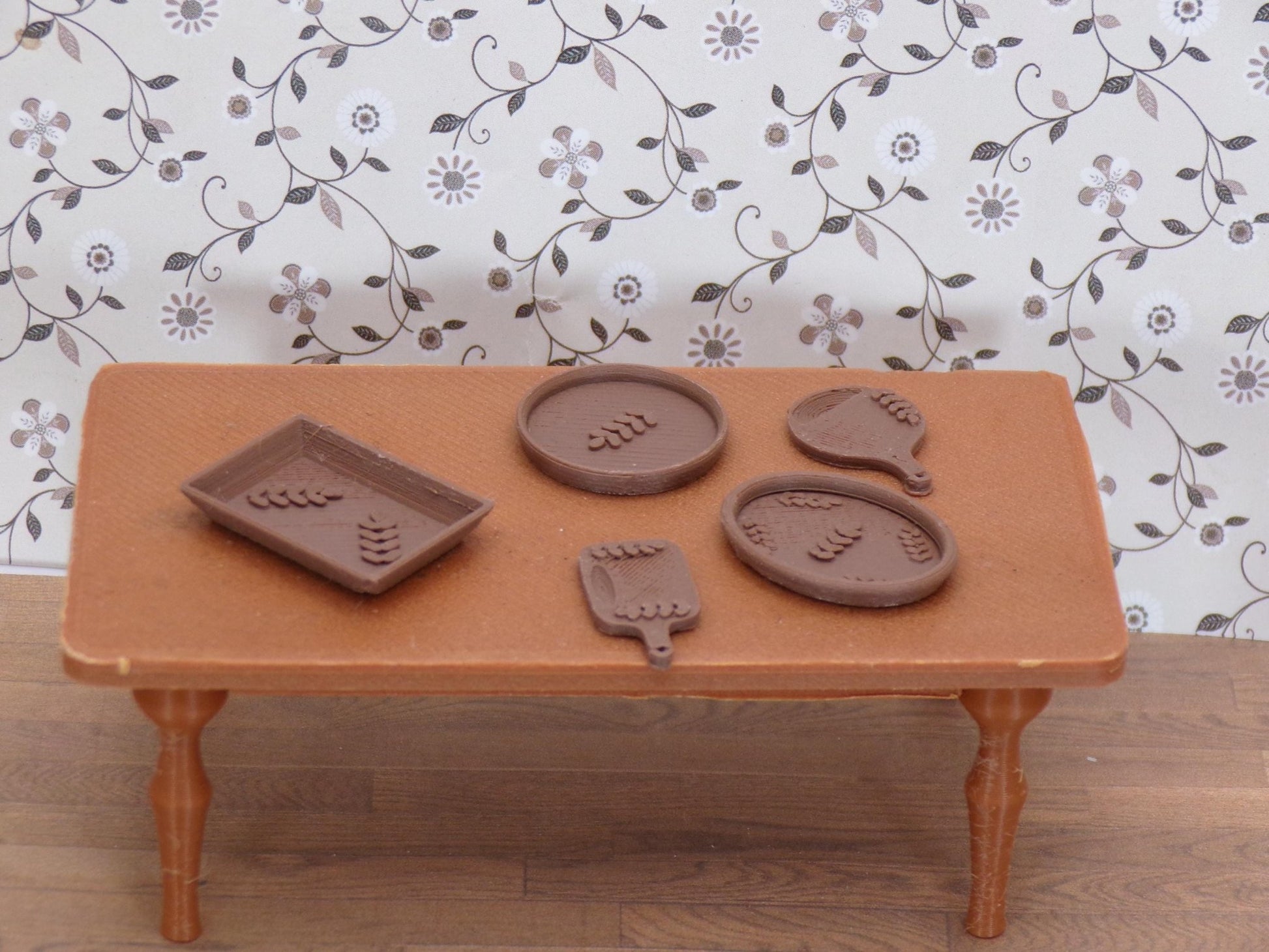 1:24 Scale Miniature Tray Set – Variety of 8 Serving Trays - MstrcrftMinis - 1345
