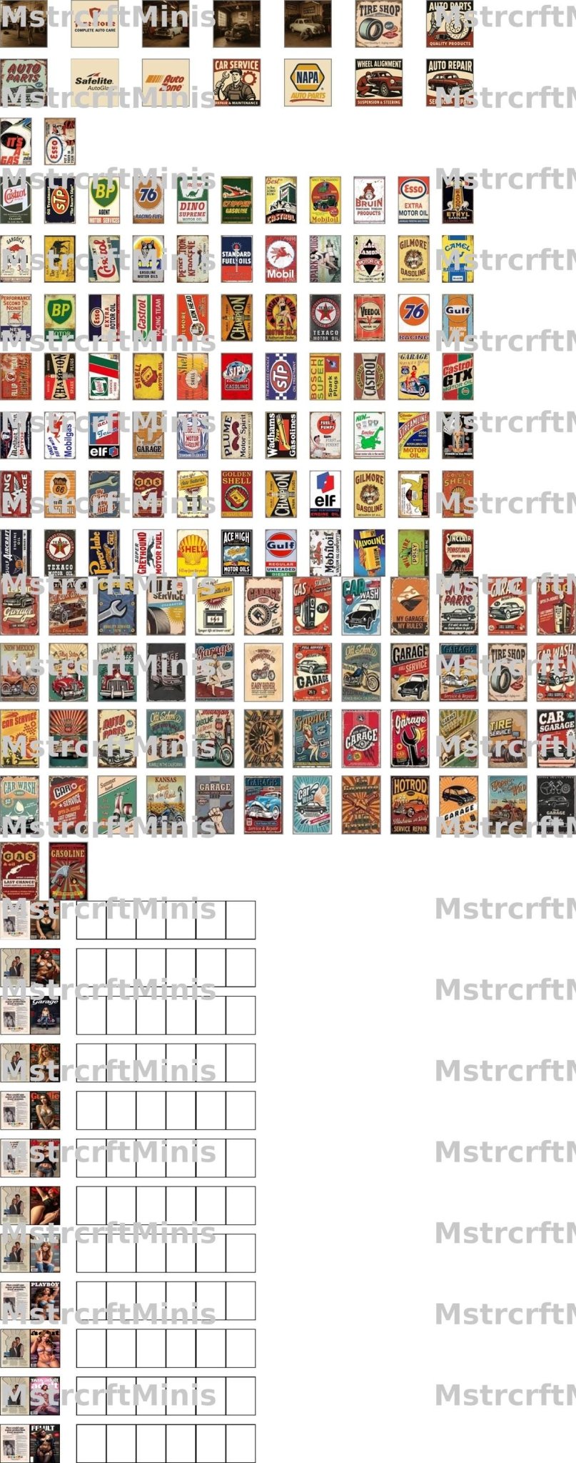 1:24 Scale Miniature Vintage Garage Wall Art & Pinup Collection | 1/25 Scale | G Scale - MstrcrftMinis - 1217