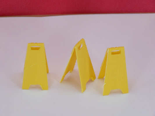 1:24 Scale Miniature "Wet Floor" Caution Sign | Dollhouse Janitor or Store Prop | Tiny Safety Sign for Workshop & Retail Dioramas - MstrcrftMinis - 1244
