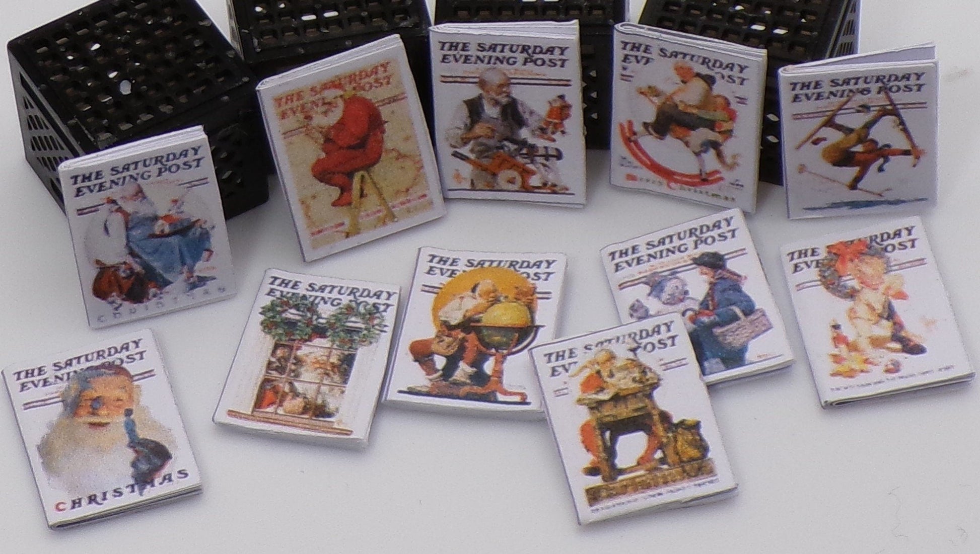 1:24 Scale Norman Rockwell Saturday Evening Post Christmas Covers Magazines - MstrcrftMinis - 1048
