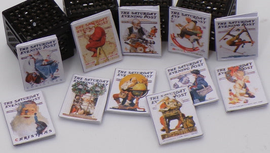 1:24 Scale Norman Rockwell Saturday Evening Post Christmas Covers Magazines - MstrcrftMinis - 1048