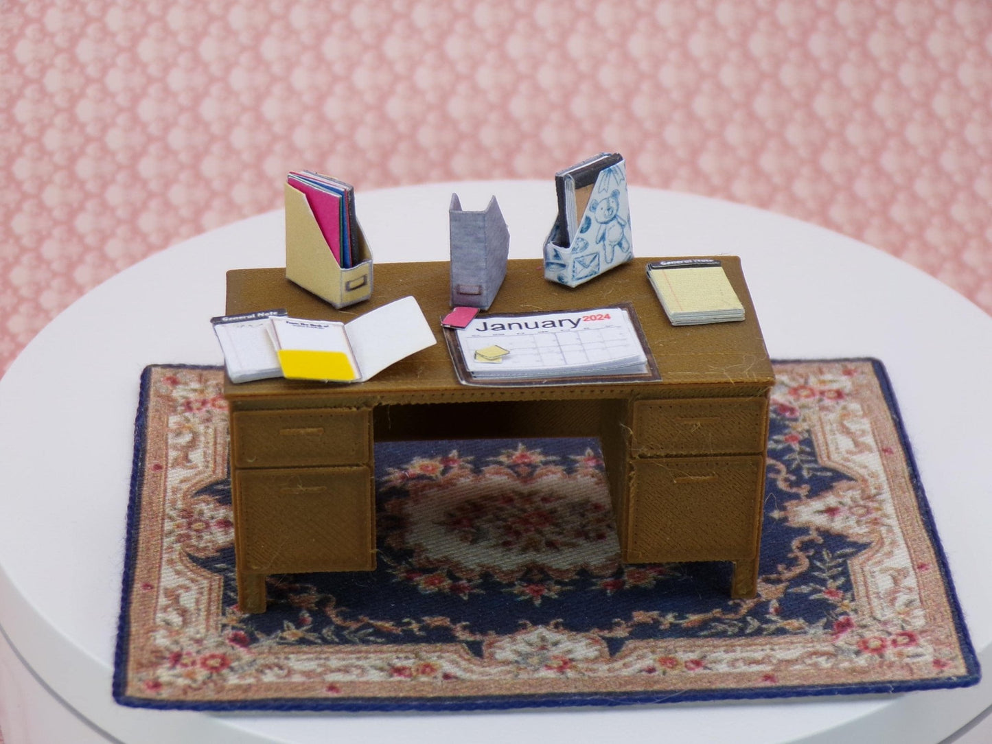 1:24 Scale Office Supplies - File Holders, Legal Pads, Notebooks, Stationary, Desk Calendar, Sticky Notes, File Folder, Copy Paper with Box - MstrcrftMinis - 1080